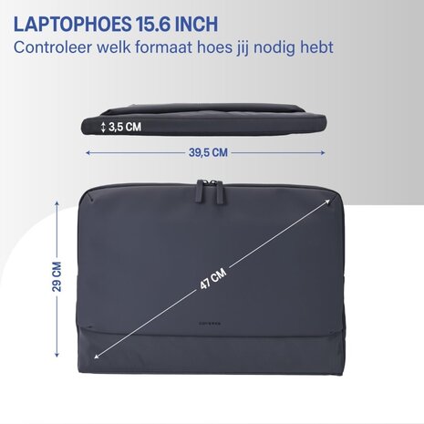 Coverzs Coverzs Nylon & PU leren laptop sleeve - 15,6 Inch (zwart)