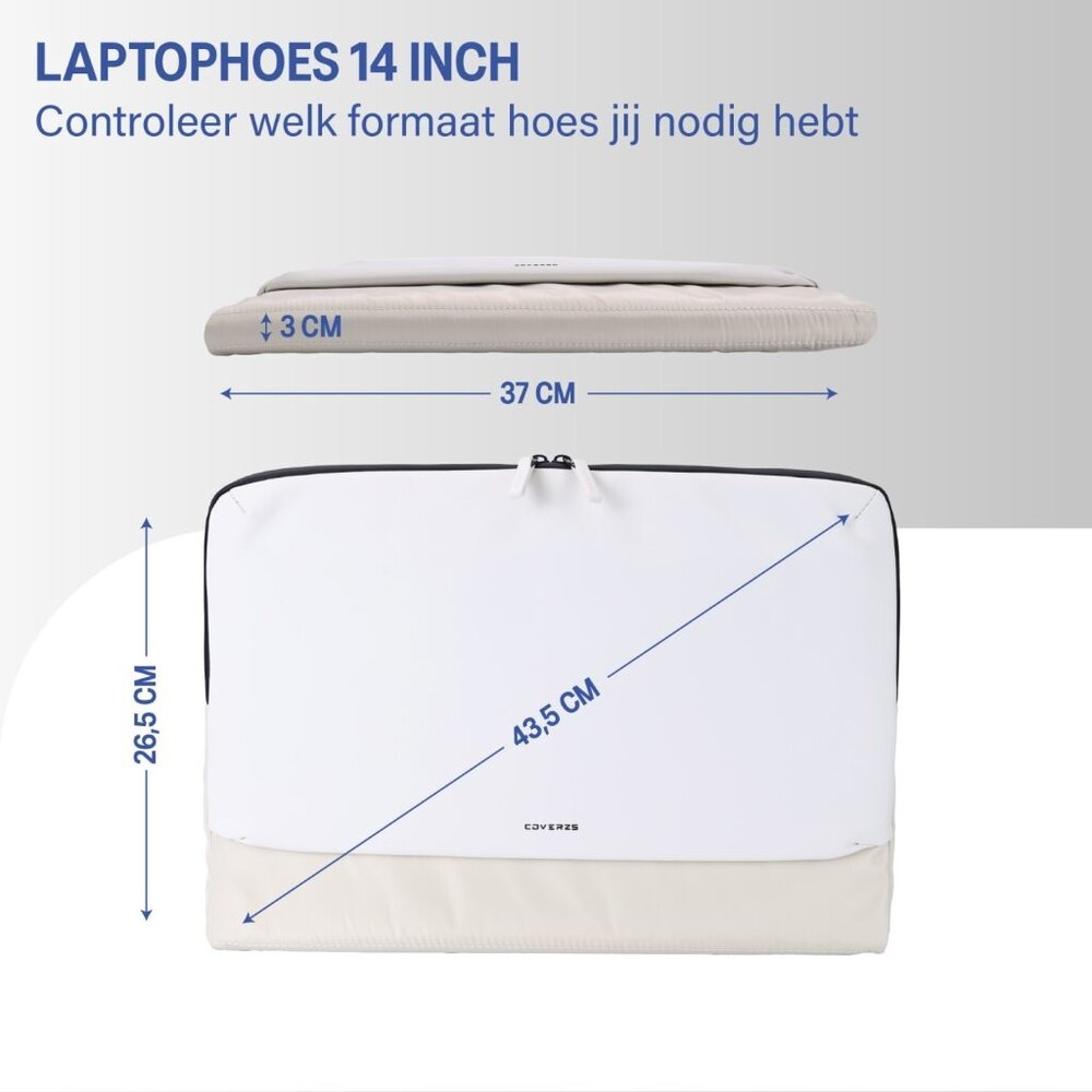 Coverzs Coverzs Nylon & PU leren laptop sleeve - 14 Inch (beige)