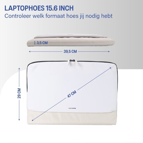 Coverzs Coverzs Nylon & PU leren laptop sleeve - 15,6 Inch (beige)