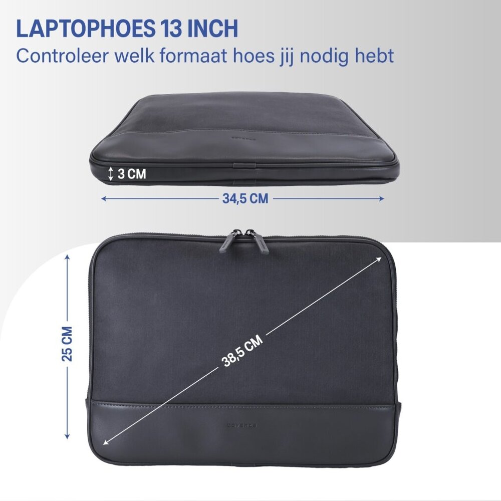 Coverzs Coverzs PU leren laptoptas - 13 inch (zwart)