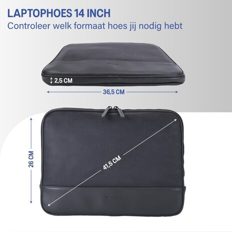 Coverzs Coverzs PU leren laptoptas - 14 inch (zwart)