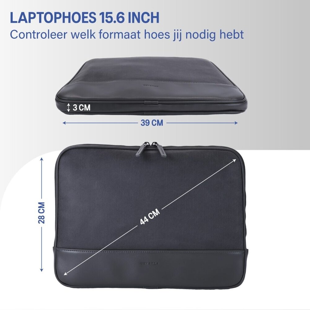 Coverzs Coverzs PU leren laptoptas - 15,6 inch (zwart)