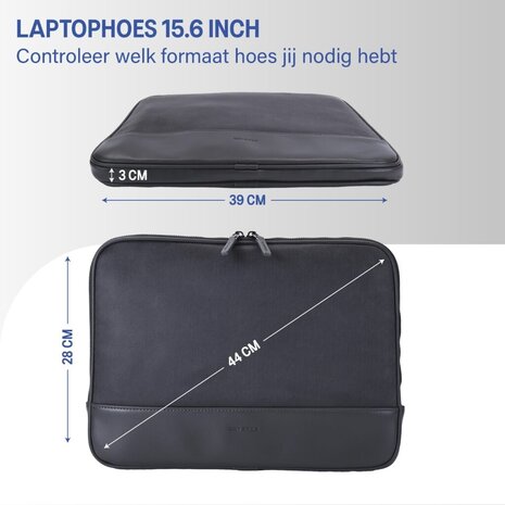 Coverzs Coverzs PU leren laptoptas - 15,6 inch (zwart)