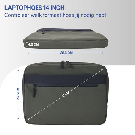 Coverzs Coverzs Nylon canvas laptoptas - 14 Inch (donkergroen)