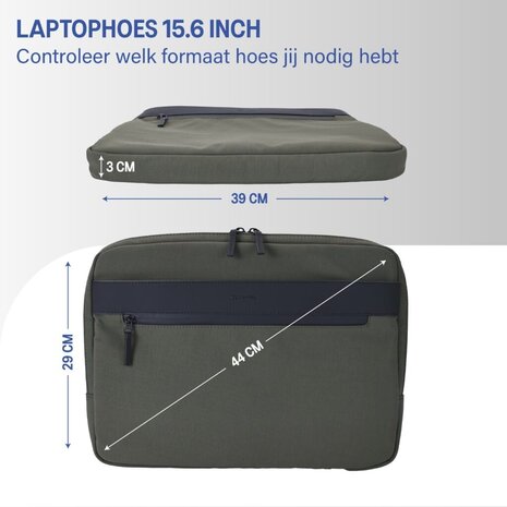 Coverzs Coverzs Nylon canvas laptoptas - 15,6 Inch (donkergroen)