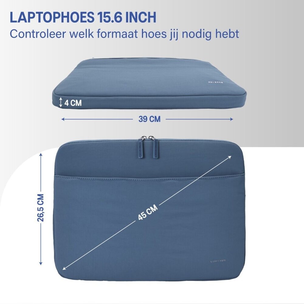 Coverzs Coverzs Luxe laptop sleeve met extra vak - 15,6 Inch (blauw)