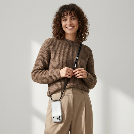 ShieldCase® ShieldCase iPhone 17 Pro Max Shock case met koord (transparant)