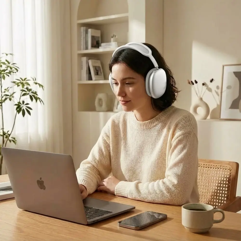 ShieldCase® ShieldCase Airpods Max siliconen oorkussens & cover bundel (wit)