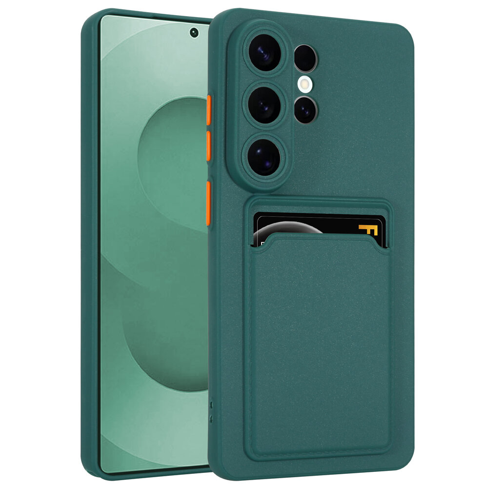 ShieldCase® ShieldCase Samsung Galaxy S26 Ultra siliconen hoesje met pasjeshouder (donkergroen)