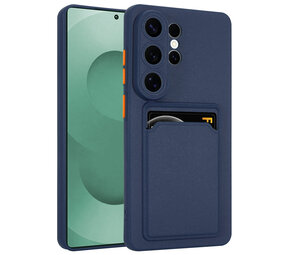 ShieldCase® Samsung Galaxy S26 Ultra Plus siliconen hoesje met pasjeshouder (donkerblauw)