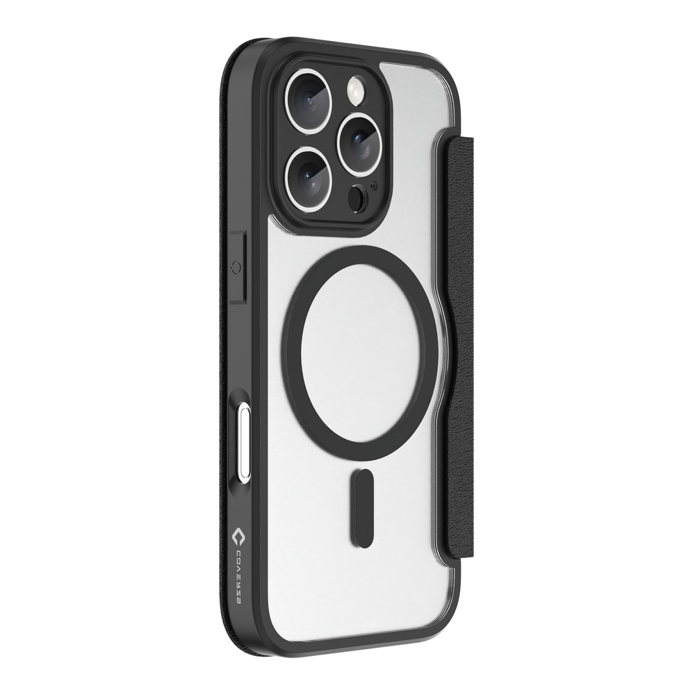 Coverzs Coverzs iPhone 16 Pro MagSafe bookcase (transparant / zwart)