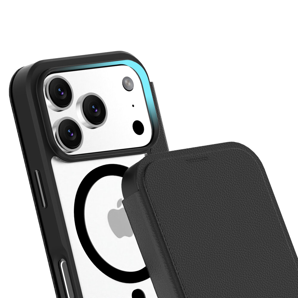 Coverzs Coverzs iPhone 17 Pro MagSafe bookcase (transparant / zwart)