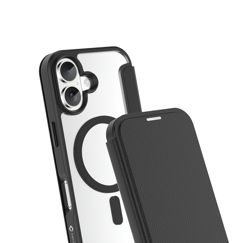 Coverzs Coverzs iPhone 16 MagSafe bookcase (transparant / zwart)