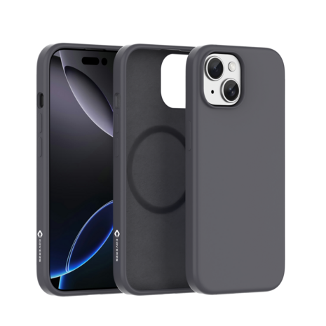 Coverzs Coverzs iPhone 15 Plus liquid siliconen MagSafe hoesje (grijs)