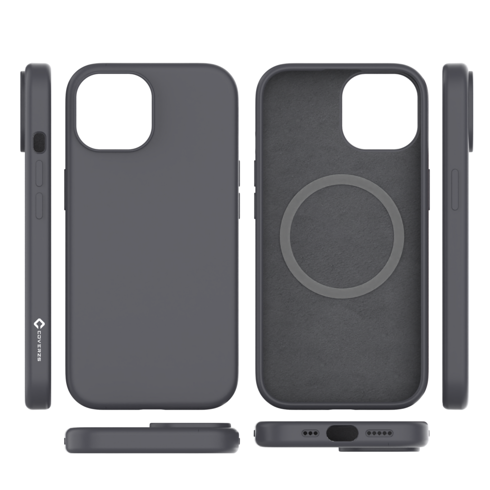 Coverzs Coverzs iPhone 15 Plus liquid siliconen MagSafe hoesje (grijs)