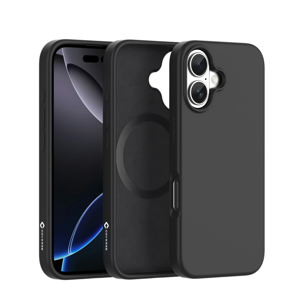 Coverzs Coverzs iPhone 16 Plus liquid siliconen MagSafe hoesje (zwart)