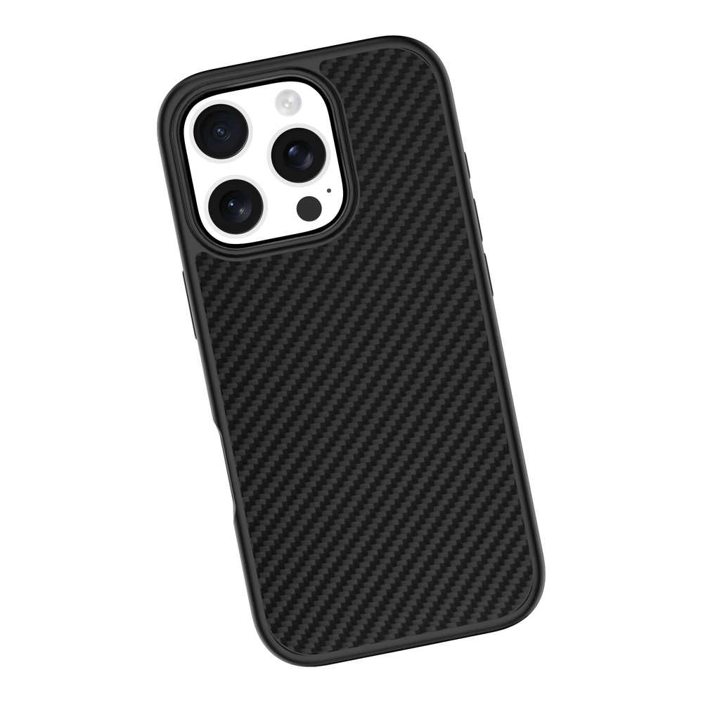 Coverzs Coverzs iPhone 16 Pro Max kevlar MagSafe siliconen hoesje (zwart)