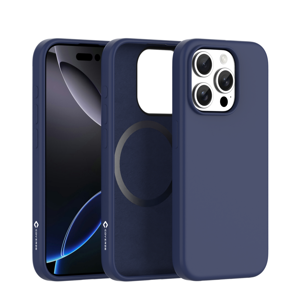 Coverzs Coverzs iPhone 16 Pro Max liquid siliconen MagSafe hoesje (blauw)