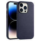 Coverzs iPhone 14 Pro luxe leren MagSafe case (donkerblauw)