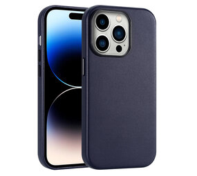 Coverzs iPhone 14 Pro luxe leren MagSafe case (donkerblauw)