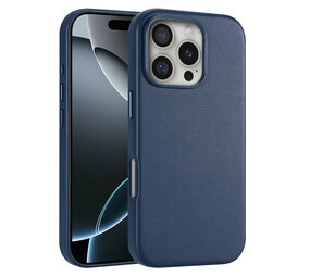 Coverzs iPhone 16 Pro luxe leren MagSafe case (donkerblauw)