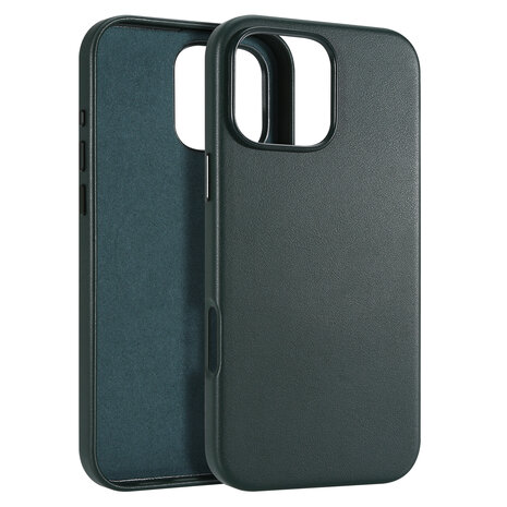 Coverzs Coverzs iPhone 16 Pro Max luxe leren MagSafe case (donkergroen)