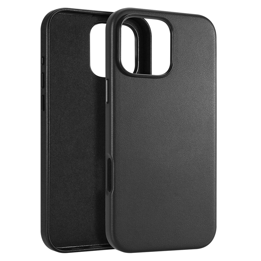Coverzs Coverzs iPhone 16 Pro Max luxe leren MagSafe case (zwart)