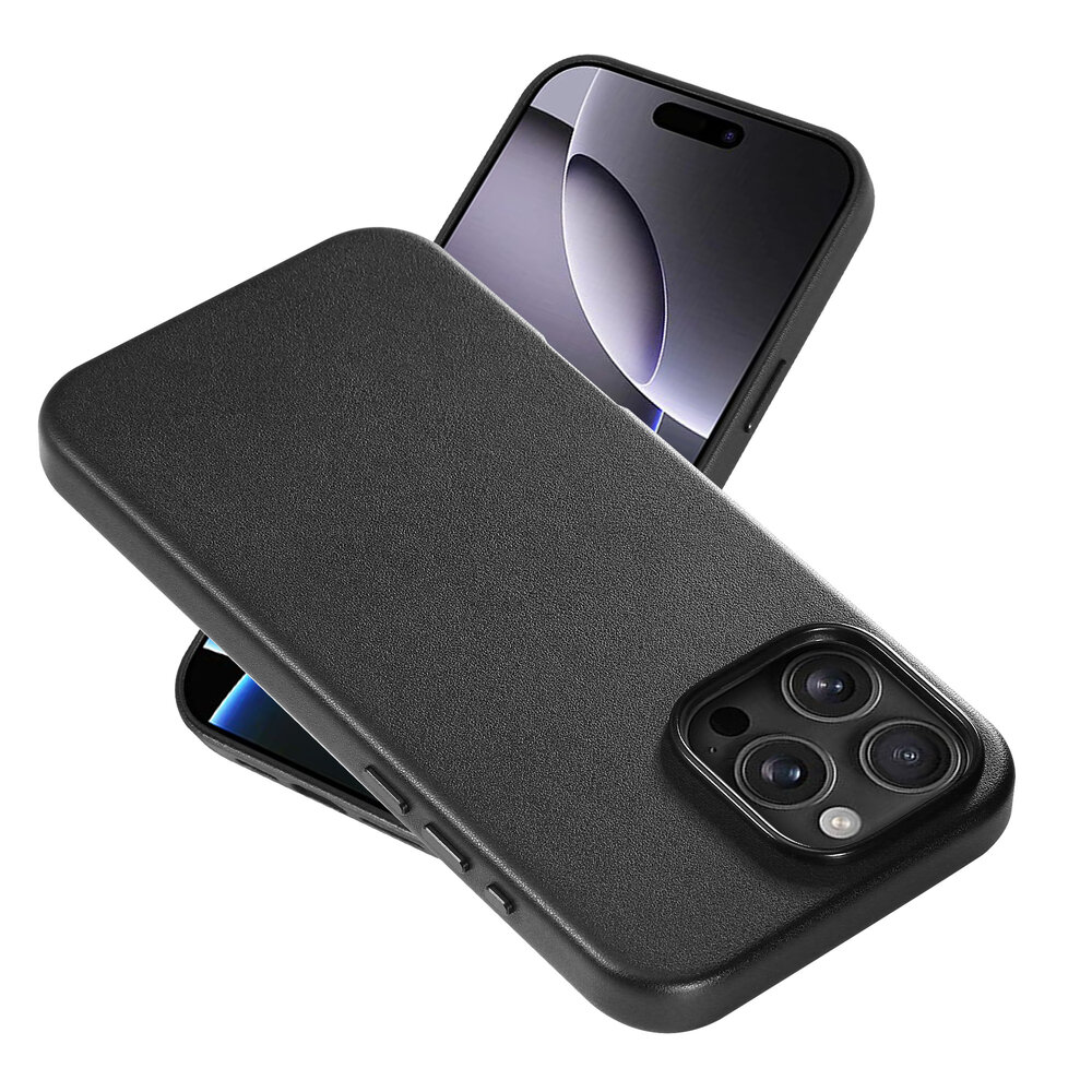 Coverzs Coverzs iPhone 16 Pro Max luxe leren MagSafe case (zwart)