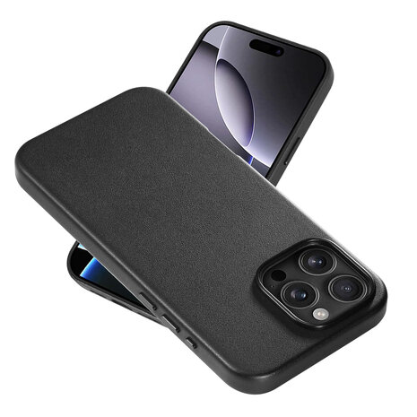 Coverzs Coverzs iPhone 16 Pro Max luxe leren MagSafe case (zwart)