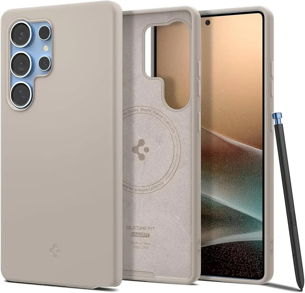 Spigen Spigen Samsung Galaxy S25 Ultra Silicone Fit MagFit  hoesje (titanium)