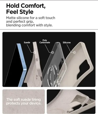 Spigen Spigen Samsung Galaxy S25 Ultra Silicone Fit MagFit  hoesje (titanium)