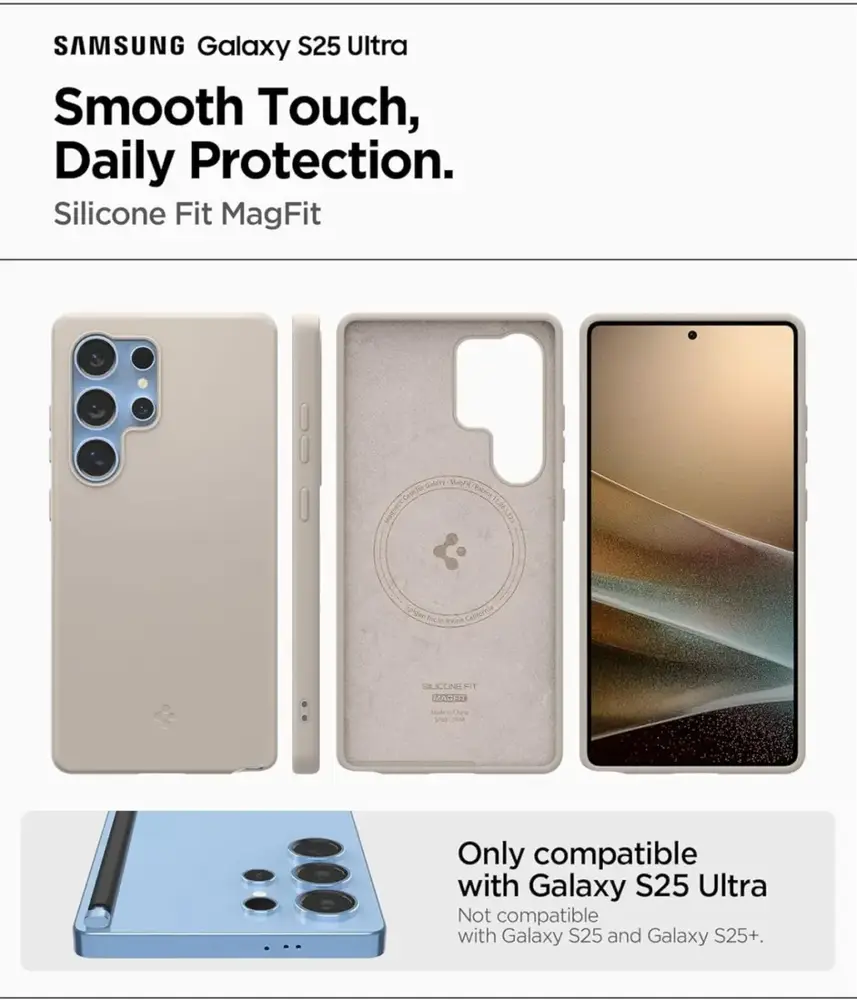 Spigen Spigen Samsung Galaxy S25 Ultra Silicone Fit MagFit  hoesje (titanium)