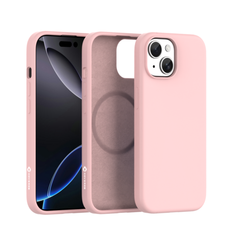 Coverzs Coverzs iPhone 15 Plus liquid siliconen MagSafe hoesje (roze)