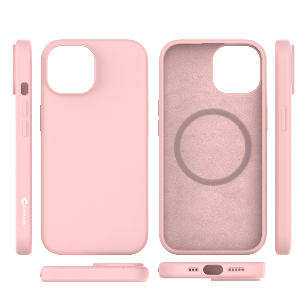 Coverzs Coverzs iPhone 15 Plus liquid siliconen MagSafe hoesje (roze)