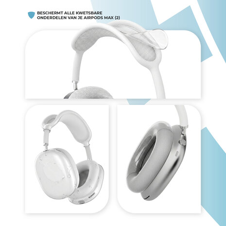 ShieldCase® ShieldCase AirPods Max siliconen covers - 4 in 1 set (transparant)