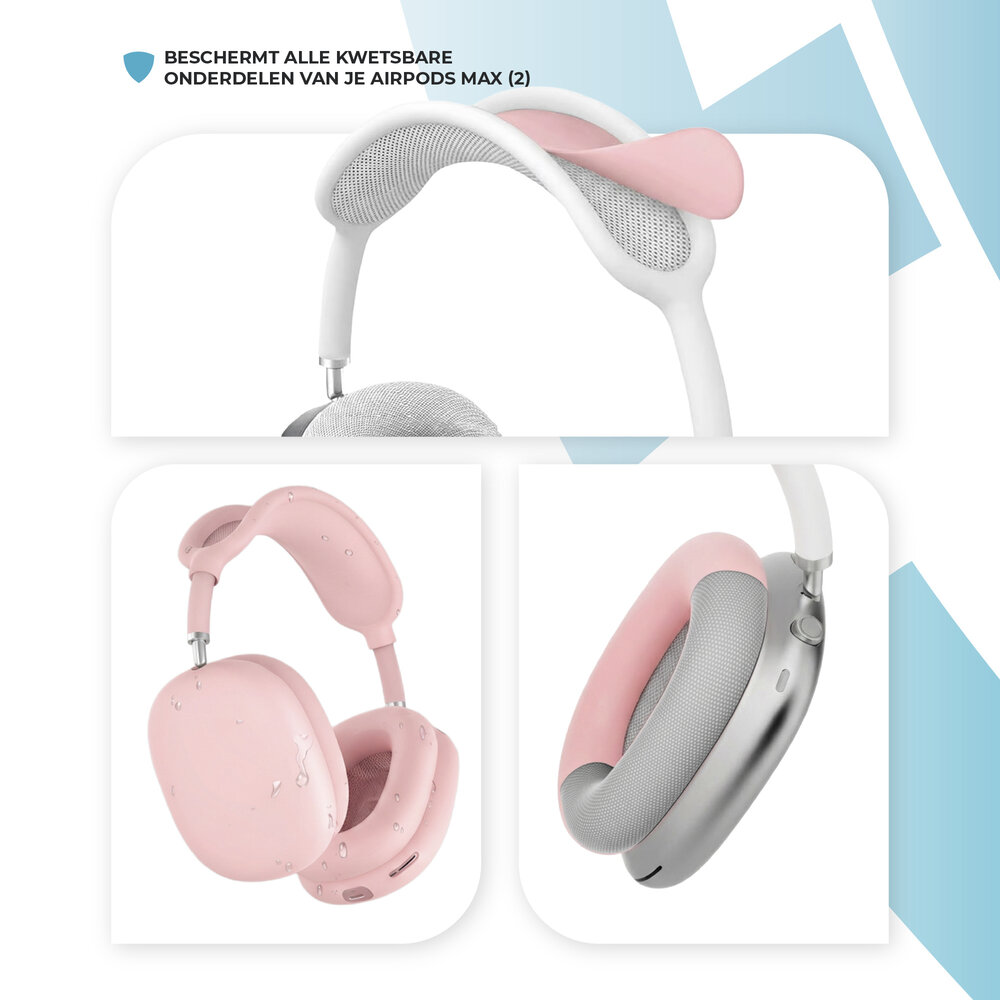 ShieldCase® ShieldCase AirPods Max siliconen covers - 4 in 1 set (roze)