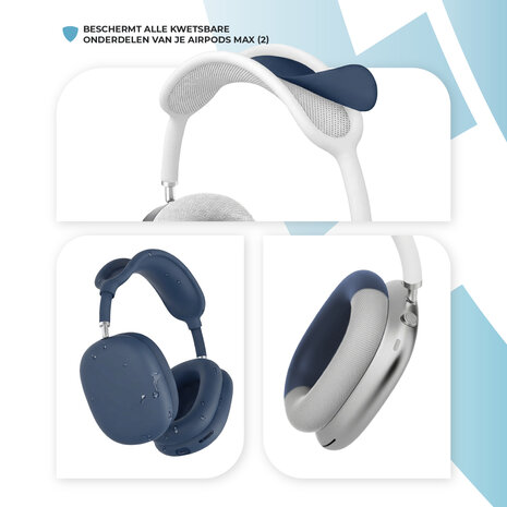 ShieldCase® ShieldCase Airpods Max 2 siliconen covers - 4 in 1 set (donkerblauw)