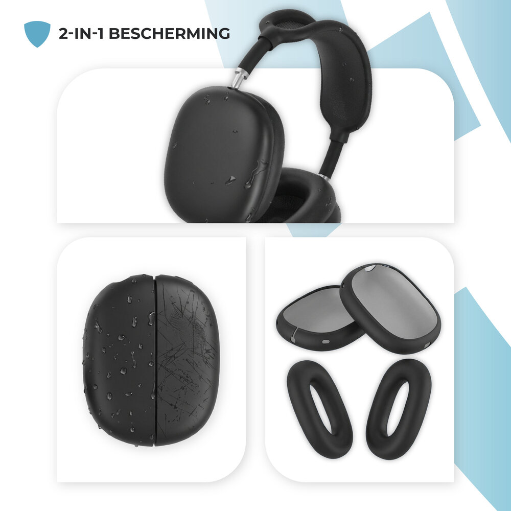 ShieldCase® ShieldCase Airpods Max siliconen oorkussens & cover bundel (zwart)
