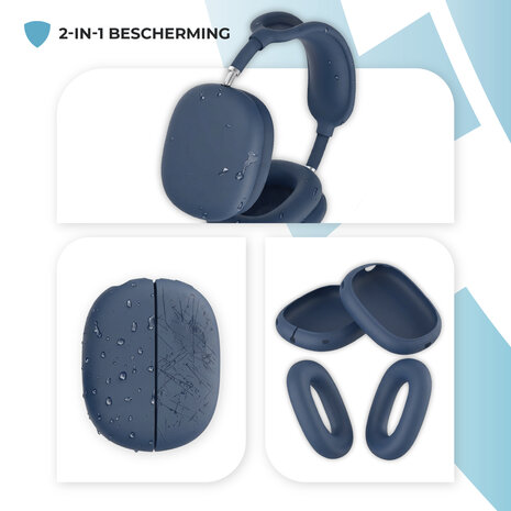 ShieldCase® ShieldCase Airpods Max siliconen oorkussens & cover bundel (donkerblauw)