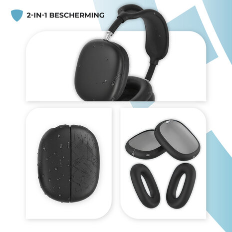 ShieldCase® ShieldCase Airpods Max 2 siliconen oorkussens & cover bundel (zwart)