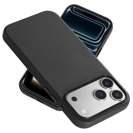 Coverzs iPhone 17 Pro Max Woven MagSafe hoesje met telefoonkoord (zwart)