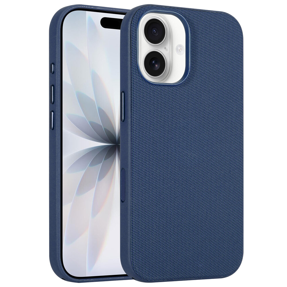 Coverzs iPhone 17 Woven MagSafe hoesje met telefoonkoord (blauw)