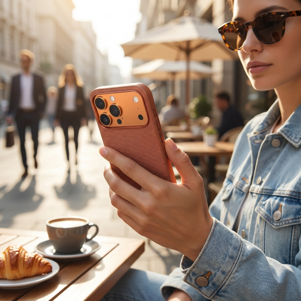 Coverzs Coverzs iPhone 17 Pro Max Woven MagSafe hoesje (oranje)