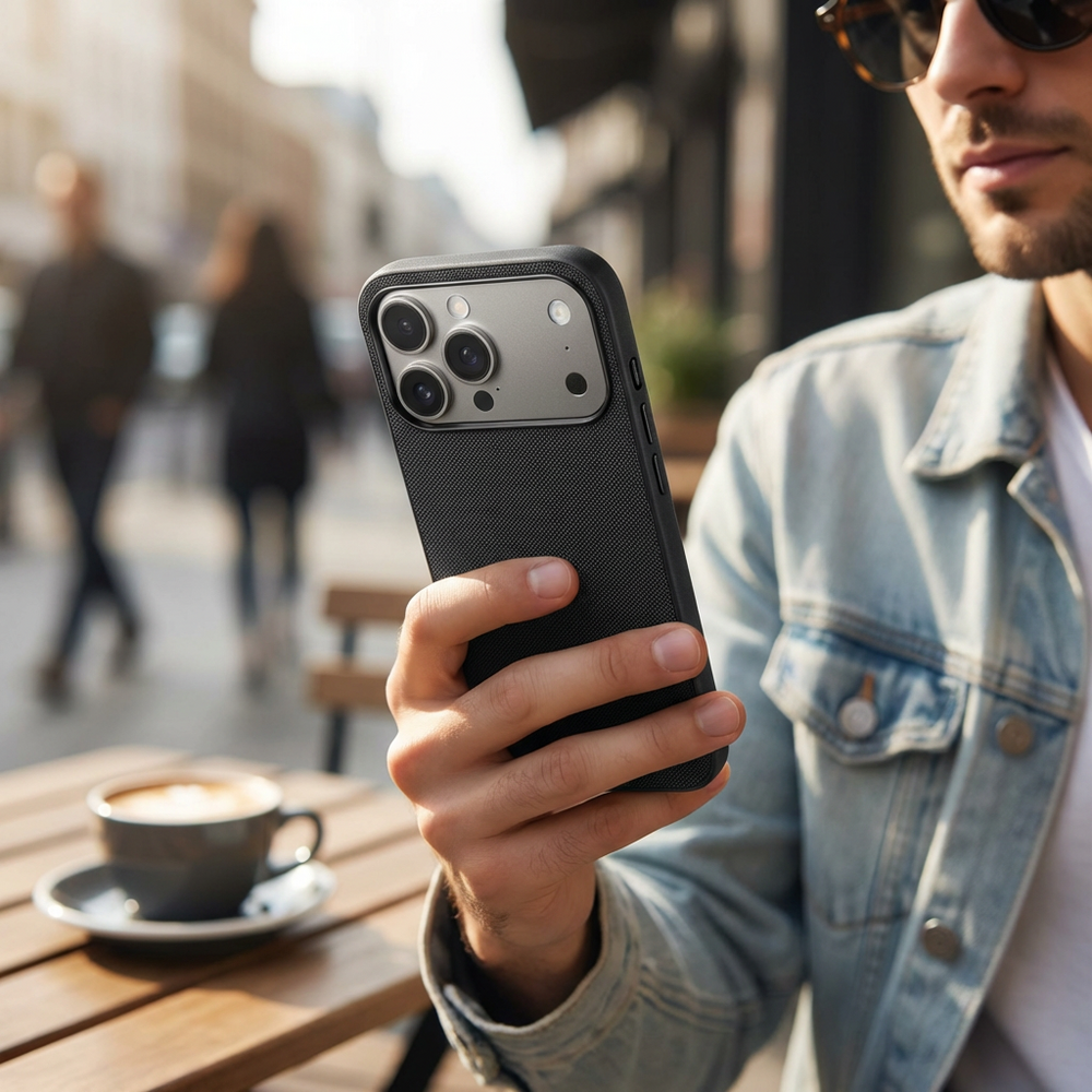 Coverzs Coverzs iPhone 17 Pro Woven MagSafe hoesje (zwart)