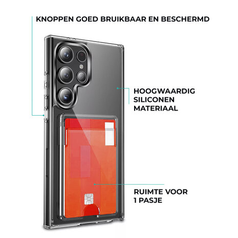 ShieldCase® ShieldCase Samsung Galaxy S26 Ultra TPU hoesje met pasjeshouder (transparant)