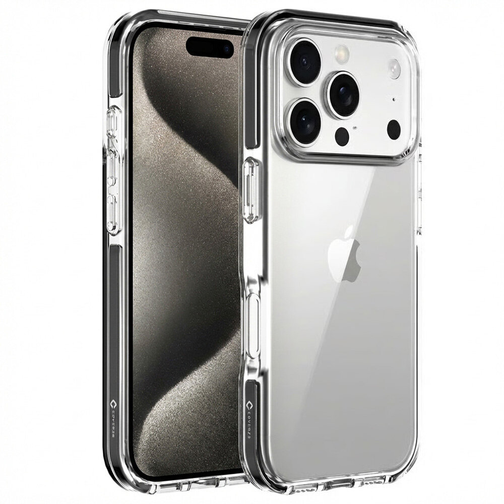 Coverzs Coverzs iPhone 17 Pro transparant shockproof hoesje (zwart)