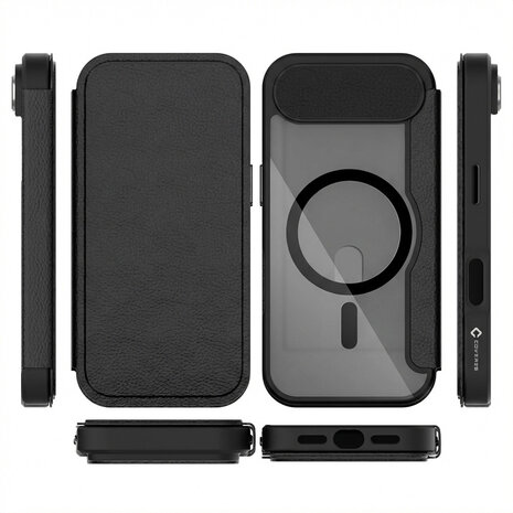 Coverzs Coverzs iphone Air MagSafe bookcase (transparant / zwart)