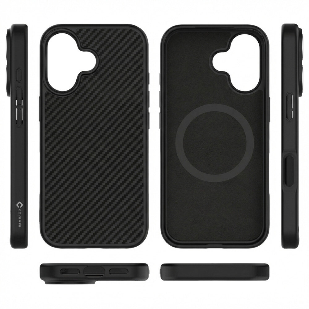 Coverzs Coverzs iPhone 17 kevlar MagSafe siliconen hoesje (zwart)