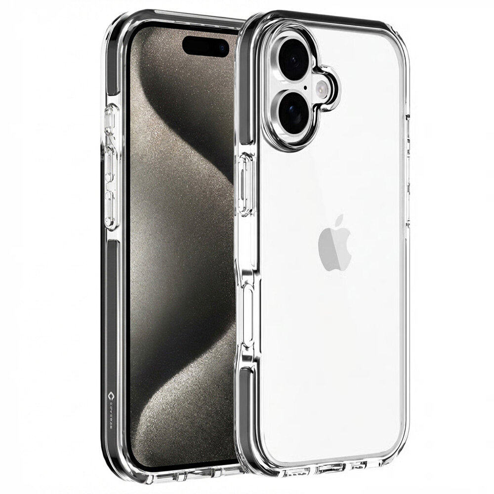 Coverzs Coverzs iPhone 16 Plus transparant shockproof hoesje (zwart)