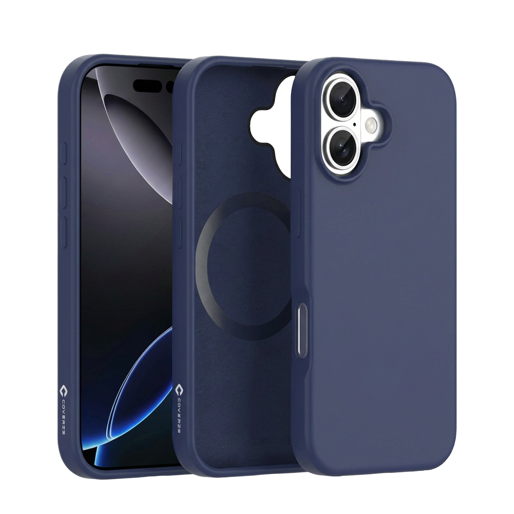 Coverzs Coverzs iPhone 16 Plus liquid siliconen MagSafe hoesje (blauw)